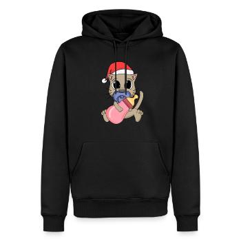 Bébé Chat Noël - Sweat à capuche Premium bio Homme - noir - Devant - Nico (187cm)
