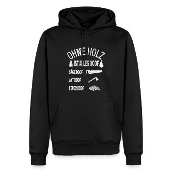 Ohne Holz ist alles Doof Bushcraft - Männer Premium Bio Hoodie - Schwarz - Vorne - Nico (187cm)