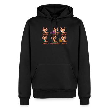 Drôle Axolotl Poisson Dessin Animé Mignon Kawaii Axolotl - Sweat à capuche Premium bio Homme - noir - Devant - Nico (187cm)