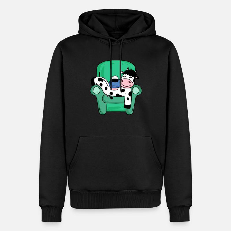 Vache - Sweat à capuche Premium bio Homme - noir