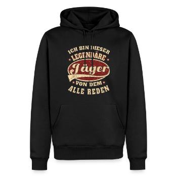 Jäger Ich bin dieser legendäre Jäger - Männer Premium Bio Hoodie - Schwarz - Vorne - Nico (187cm)
