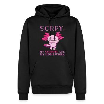 Sorry My Axolotl Ate My Homework Kawaii Axolotl - Men’s Premium Organic Hoodie - black - Front - Nico (187cm)