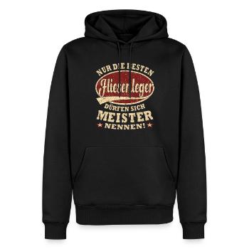 Fliesenleger Meister nur die Besten - Männer Premium Bio Hoodie - Schwarz - Vorne - Nico (187cm)