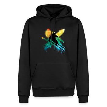 Ski acrobatique coloré pendant les vacances d’hiver dans la neige profonde - Sweat à capuche Premium bio Homme - noir - Devant - Nico (187cm)