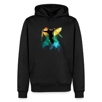 cooler Freeskiing Winterurlaub farbiges Ski - Männer Premium Bio Hoodie - Schwarz - Vorne - Nico (187cm)