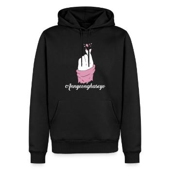 Annyeonghaseo Coréen K Pop Love Heart Finger - Sweat à capuche Premium bio Homme - noir - Devant - Nico (187cm)