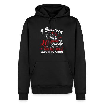 Survived 20 Years Marriage Hearts Valentines Day - Männer Premium Bio Hoodie - Schwarz - Vorne - Nico (187cm)