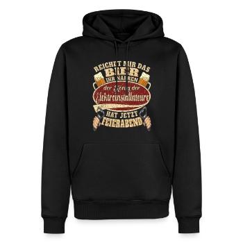 Elektroinstallateur Bier Feierabend - Männer Premium Bio Hoodie - Schwarz - Vorne - Nico (187cm)