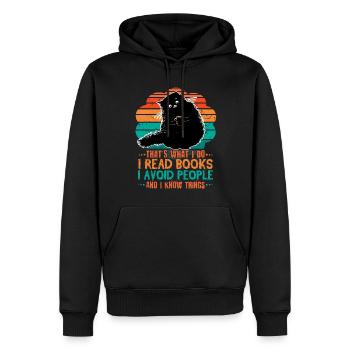 Cat Read Books Avoid People Book Reading Bookworm - Männer Premium Bio Hoodie - Schwarz - Vorne - Nico (187cm)