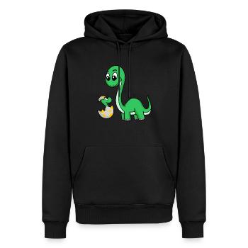 Dinosaurier mit Baby Dinosaurier - Männer Premium Bio Hoodie - Schwarz - Vorne - Nico (187cm)