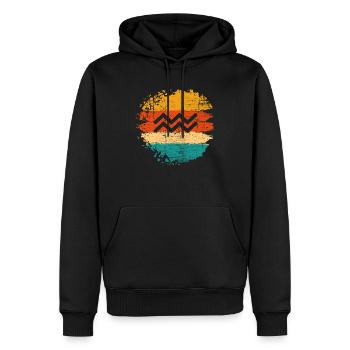 Aquarius Signe du Zodiaque Horoscope Rétro Cadeau - Sweat à capuche Premium bio Homme - noir - Devant - Nico (187cm)