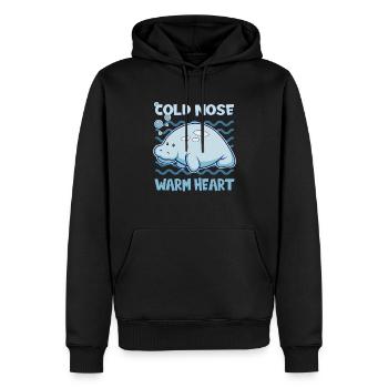 Cold Nose Warm Heart Manatee Seekuh - Männer Premium Bio Hoodie - Schwarz - Vorne - Nico (187cm)