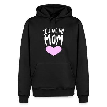 I love my mum - Ich liebe meine Mama - Männer Premium Bio Hoodie - Schwarz - Vorne - Nico (187cm)