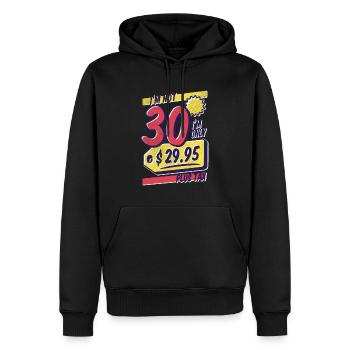 Je n’ai pas 30 ans, né nouveauté comique - Sweat à capuche Premium bio Homme - noir - Devant - Nico (187cm)