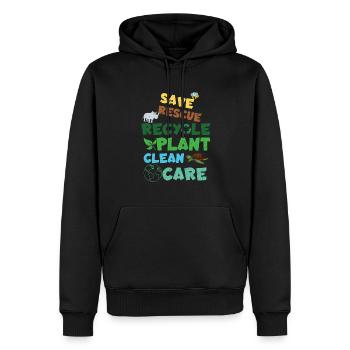 Save Rescue Clean Planet Save Earth Day - Männer Premium Bio Hoodie - Schwarz - Vorne - Nico (187cm)