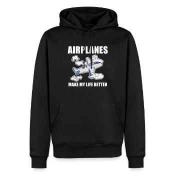 Avion - Sweat à capuche Premium bio Homme - noir - Devant - Nico (187cm)