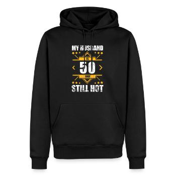 My Husband Is 50 And Still Hot 50th Birthday - Männer Premium Bio Hoodie - Schwarz - Vorne - Nico (187cm)