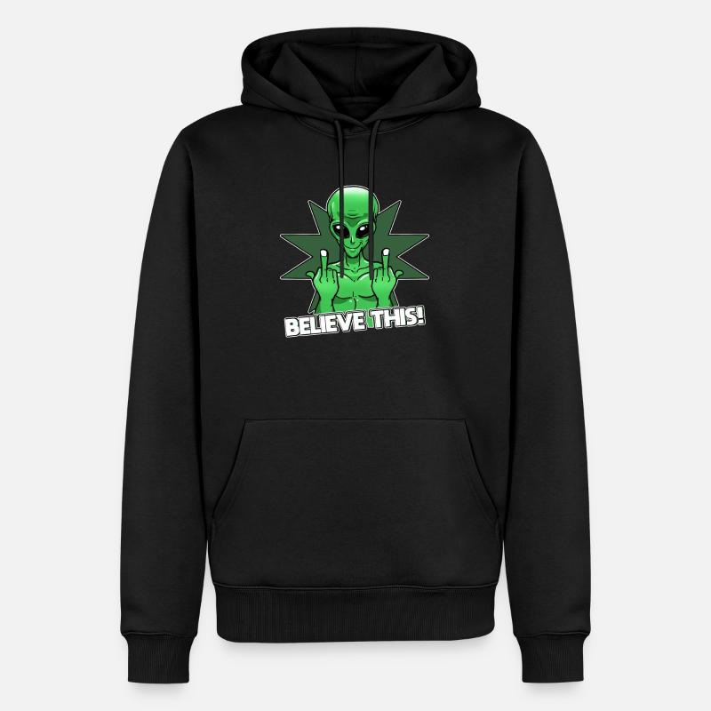 Alien Mittelfinger Glaube Es - Männer Premium Bio Hoodie - Schwarz