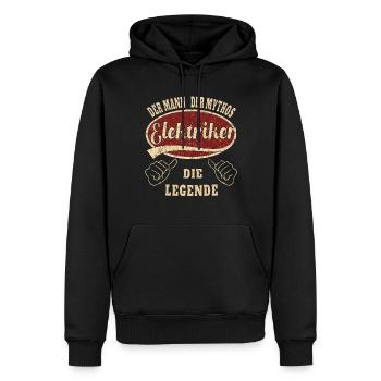 Elektriker der Mann der Mythos Elektriker - Männer Premium Bio Hoodie - Schwarz - Vorne - Nico (187cm)