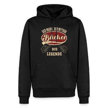 Bäcker Spruch der Mann der Mythos Bäcker - Männer Premium Bio Hoodie - Schwarz - Vorne - Nico (187cm)