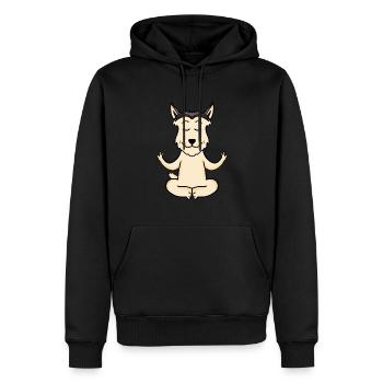 Yoga Hund Berger de Picardie - Männer Premium Bio Hoodie - Schwarz - Vorne - Nico (187cm)