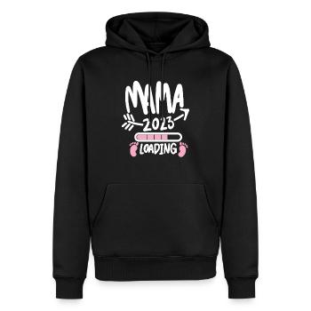 Mama 2023 loading - Werdende Mutter 2023 - Männer Premium Bio Hoodie - Schwarz - Vorne - Nico (187cm)