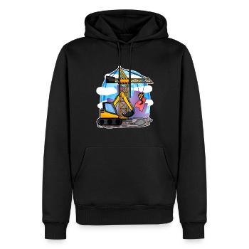 Grue excavatrice 4ème anniversaire - chemise garçon de 4 ans - Sweat à capuche Premium bio Homme - noir - Devant - Nico (187cm)