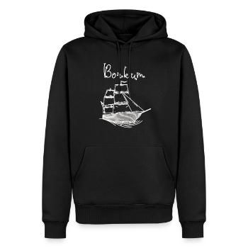Borkum Insel Nordsee mit Segelschiff - Männer Premium Bio Hoodie - Schwarz - Vorne - Nico (187cm)