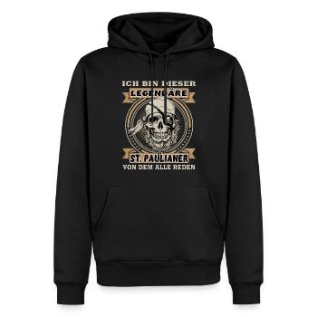 St. Pauli legendär Spruch St. Pauli - Männer Premium Bio Hoodie - Schwarz - Vorne - Nico (187cm)