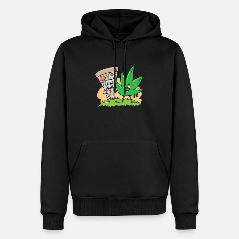 Pizza et Weed Cannabis Marijuana - Sweat à capuche Premium bio Homme - noir