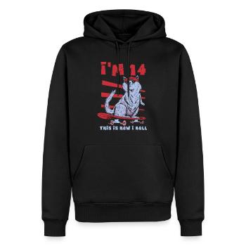 Age 14 Year Birth Street Cat Skating Skate Skater - Männer Premium Bio Hoodie - Schwarz - Vorne - Nico (187cm)