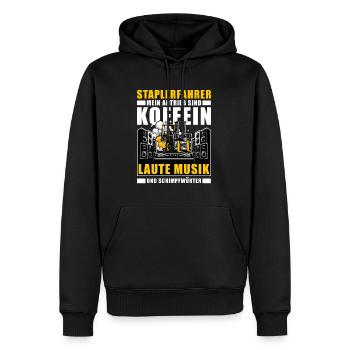 Antrieb Koffein Laute Musik Gabelstaplerfahrer - Männer Premium Bio Hoodie - Schwarz - Vorne - Nico (187cm)