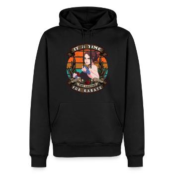 C’est l’heure du karaté femme rétro - Sweat à capuche Premium bio Homme - noir - Devant - Nico (187cm)