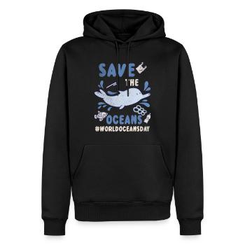 Journée Dolphin Planet Water Protect Save Oceans - Sweat à capuche Premium bio Homme - noir - Devant - Nico (187cm)