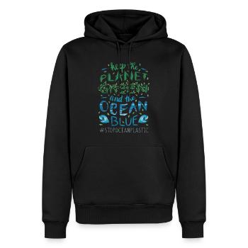 Keep Planet Protect Save Stop Plastic Oceans Day - Männer Premium Bio Hoodie - Schwarz - Vorne - Nico (187cm)