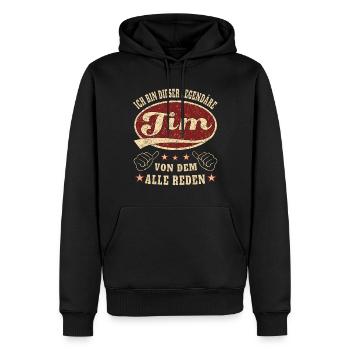 Tim ich bin dieser legendäre Tim Retro - Männer Premium Bio Hoodie - Schwarz - Vorne - Nico (187cm)