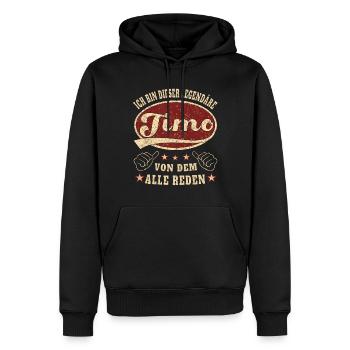 Timo ich bin dieser legendäre Timo Retro - Männer Premium Bio Hoodie - Schwarz - Vorne - Nico (187cm)