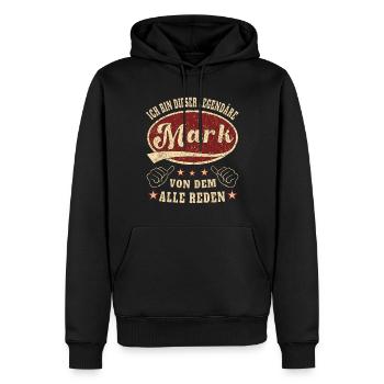 Mark ich bin dieser legendäre Mark Retro - Männer Premium Bio Hoodie - Schwarz - Vorne - Nico (187cm)