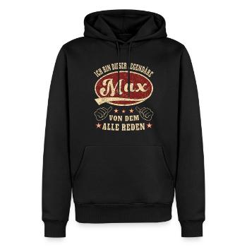 Max ich bin dieser legendäre Max Retro - Männer Premium Bio Hoodie - Schwarz - Vorne - Nico (187cm)