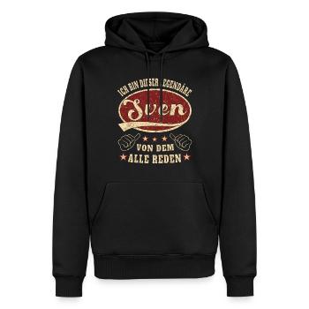 Sven ich bin dieser legendäre Sven Retro - Männer Premium Bio Hoodie - Schwarz - Vorne - Nico (187cm)