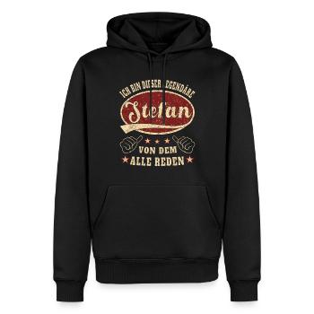 Stefan ich bin dieser legendäre Stefan Retro - Männer Premium Bio Hoodie - Schwarz - Vorne - Nico (187cm)