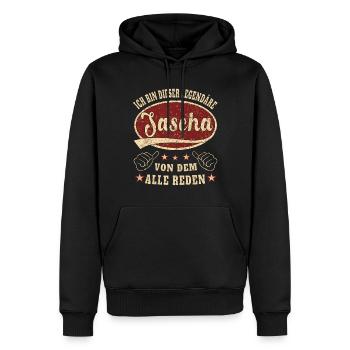 Sascha ich bin dieser legendäre Sascha Retro - Männer Premium Bio Hoodie - Schwarz - Vorne - Nico (187cm)