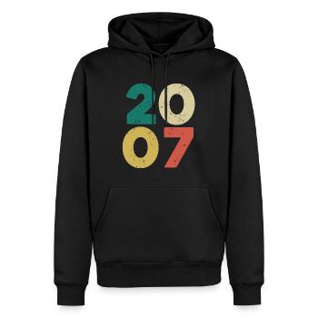 2007 - Jahrgang 2007 Retro Vintage - Männer Premium Bio Hoodie - Schwarz - Vorne - Nico (187cm)