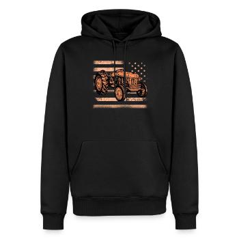 Farm Farmer Rancher Drive Tracteur drapeau américain - Sweat à capuche Premium bio Homme - noir - Devant - Nico (187cm)
