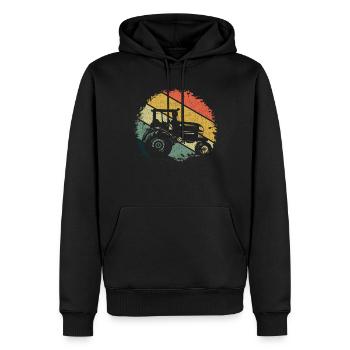 Retro Vintage Farm Farmer Rancher Tracteur - Sweat à capuche Premium bio Homme - noir - Devant - Nico (187cm)