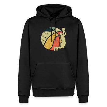 Vintage Ball Game Sport Basket Ball Basketball - Sweat à capuche Premium bio Homme - noir - Devant - Nico (187cm)