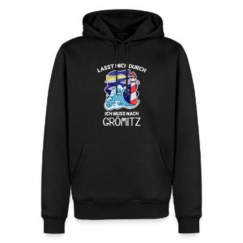 Grömitz Spruch - Männer Premium Bio Hoodie - Schwarz - Vorne - Nico (187cm)