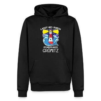 Grömitz Spruch - Männer Premium Bio Hoodie - Schwarz - Vorne - Nico (187cm)