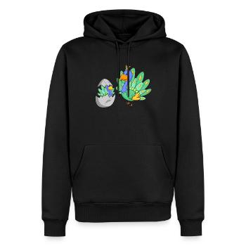 Pfau mit Baby Pfau - Männer Premium Bio Hoodie - Schwarz - Vorne - Nico (187cm)