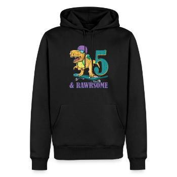 Naissance Né Âge 5 ans Skateboard Dinosaure - Sweat à capuche Premium bio Homme - noir - Devant - Nico (187cm)
